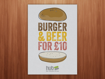 Hub - Burger & Beer #03 beer burger display food graphic hub poster promotion rough typography