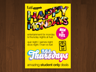 fuel - Student poster #2 cornwall design drink falmouth food fuel happy mondays night poster print student