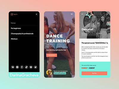 Dance training mobile screens courses dance dancing landing mobile mobilefirst