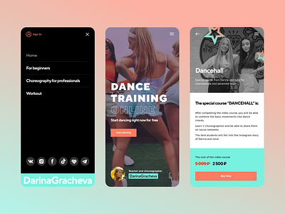 Dance training mobile screens