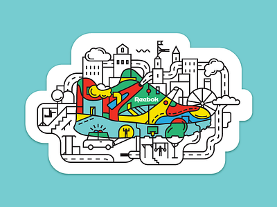 Sticker for Reebok city graphics icon illustration reebok sneackers sticker