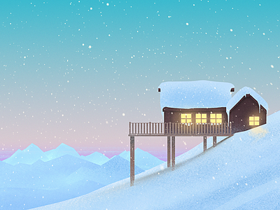 Chilly Willys alpes cabin hotel illustration mountains snow