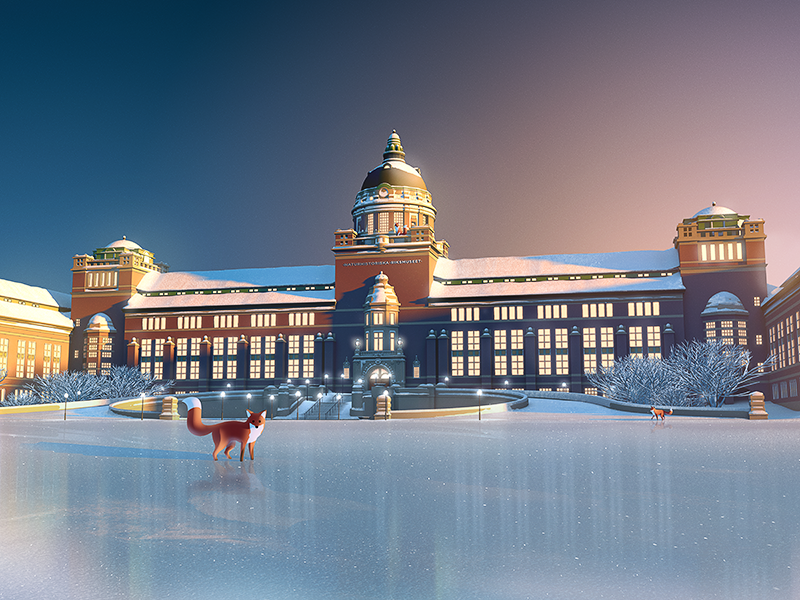 Museum of Natural History - Christmas Illustration 2016 calendar advent christmas illustration museum snow fox