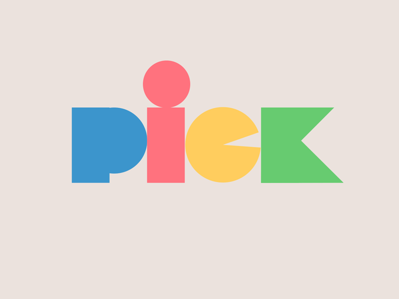 Pick - Logo with Animation colours fun shapes playful animation logo pick