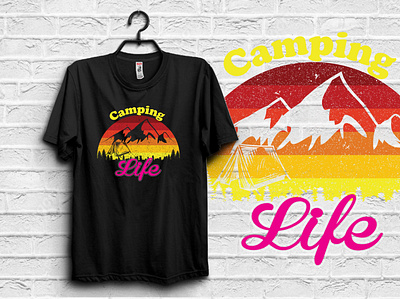 Camping branding design illustration logo minimal t shirt design t shirt design vector typography ui vector