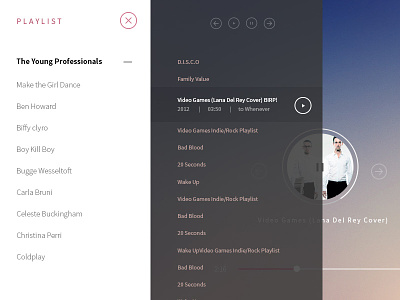 Playlist flat menu navigation playlist user interface