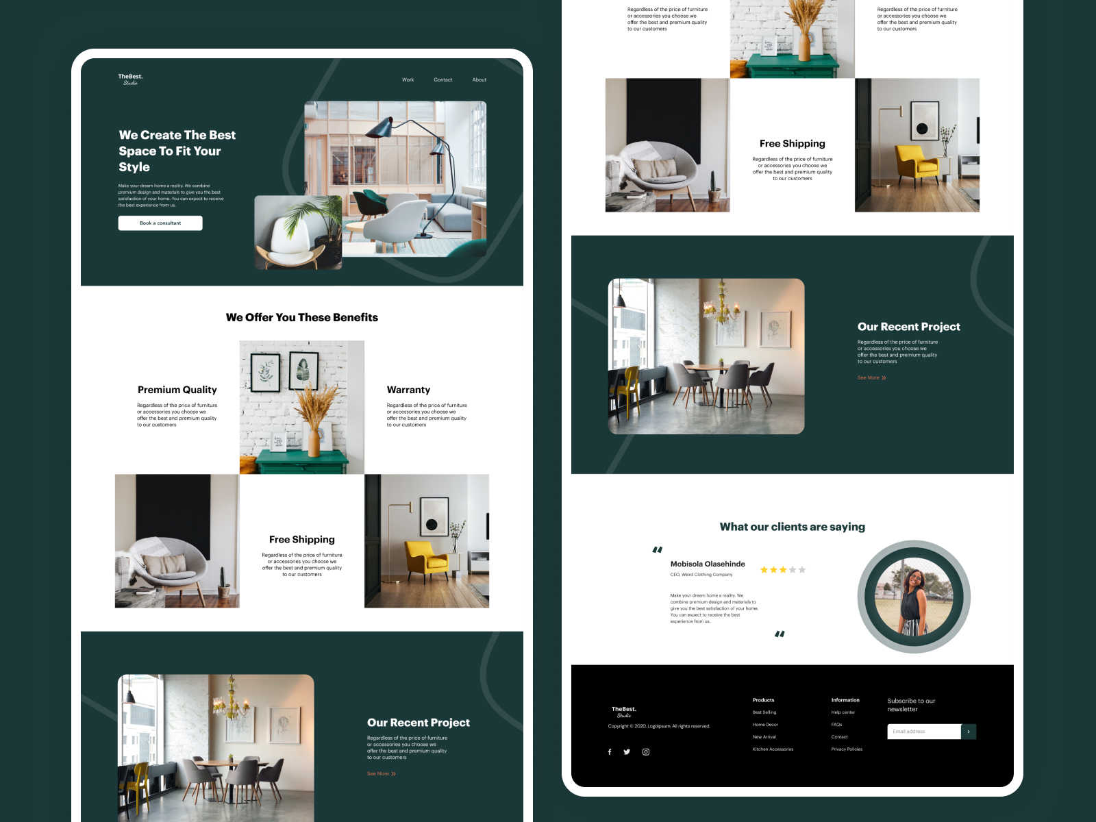 Interior Design Landing Page by Mobisola Olasehinde on Dribbble