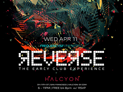 REVERSE III club flyer flyer design graphic design house music music music art poster san francisco