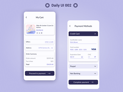 Daily UI 002 - Credit Card Checkout app ui appdesign appuidesign checkout creditcard daily ui dailyui 002 dailyuichallenge design figma ui ux