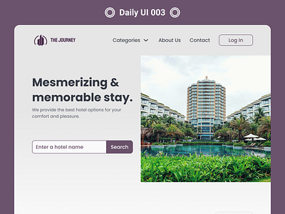 Daily UI 003 - Landing Page daily ui dailyuichallenge design figma hotel hotelbooking landing page logo ui ui design ux visual design