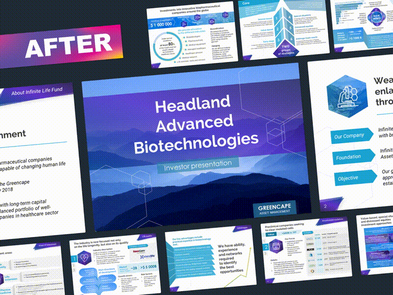 Headland Advanced Biotechnologies presentation biopharma biotech biotechnology chart chart design infographic powerpoint powerpoint design powerpoint presentation powerpoint template ppt ppt design