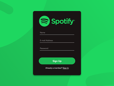 DailyUI 001 - Sign Up branding daily ui dailyui design music sign in sign up spotify type typography ui ux