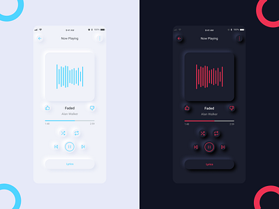 Neumorphic Music App Light and Dark Theme