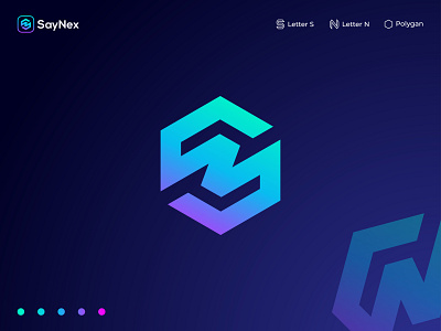 S+ N+ Polygon Logo Concept block brand identity branding connection crypto defi fintech gradient graphic design icon identity logo network nft path polygon saas software wallet wire