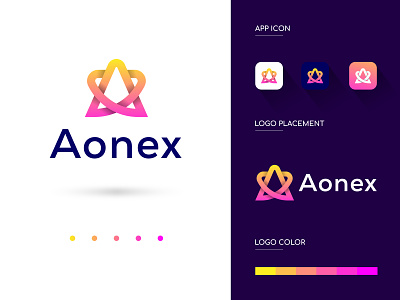 Aonex logo mark + star icon aonex brand identity branding icon logo logodesign