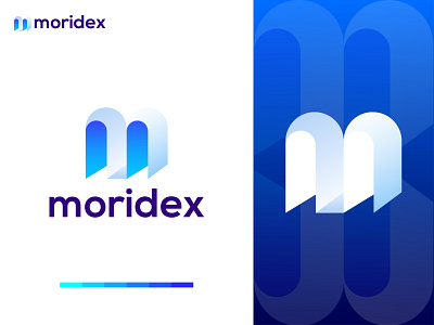 Moridex logo design 3d logo block block letter brand branding chain gradient letter logo logo design logomark m letter logo design m logo meta minimal minimalist modern logo monogram nft logo symbol
