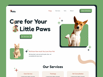 "Pet Care" Website Landing page UI branding business design landingpage pet care ui ux website website design