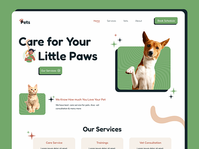 "Pet Care" Website Landing page UI