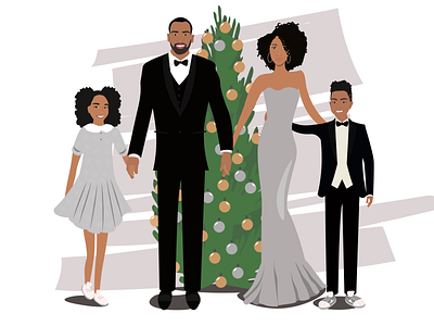 Family portrait branding card christmas design digital dribbble family illustration illustrator portrait print vector