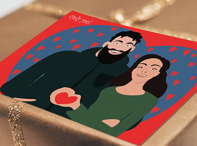 Couple portrait branding card christmas card couple design dribbble illustration illustrator portrait vector