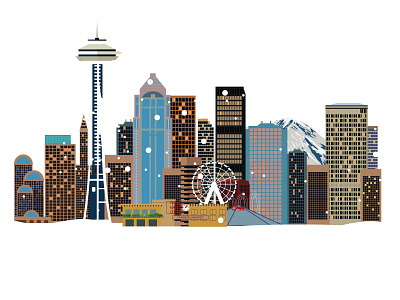 Illustration of Seattle, USA city design dribbble illustration illustrator poster print ui usa ux vector