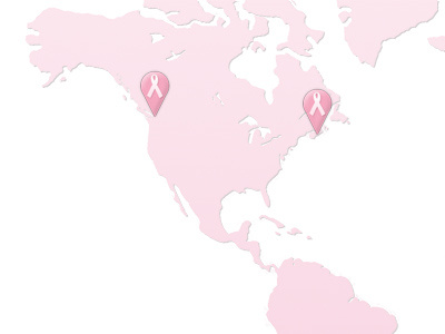 Franchisee Location Map icons map pink white