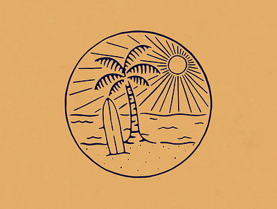 Just Beachy badge design illustration illustrator minimal vector