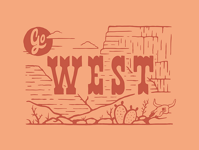 Go West Design badge design illustration illustrator minimal procreate travel typography western