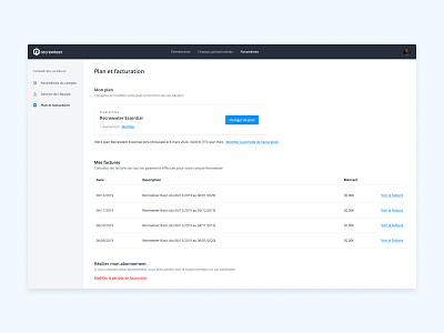 Subscription & billing admin app billing design list product design subscription table ui