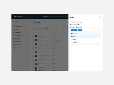Add Filter creation event filter product design settings sidepanel ui