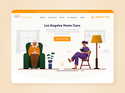 Caregiving agency design home page illustration ui ux web design website
