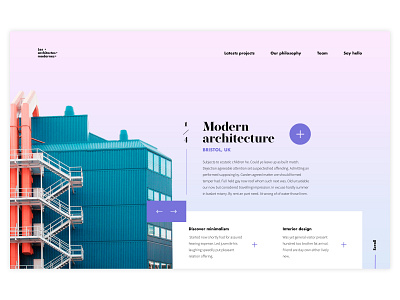 Minimalist Architecture webdesign architecture architecture design architecture website building industrial minimalism serif typeface skygradient ui uiux violet webdesign webdesign inspiration