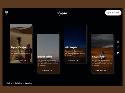 Djouss Travel website dark ui design hero image minimal sahara typography ui ui ux user interface ux uxpin website