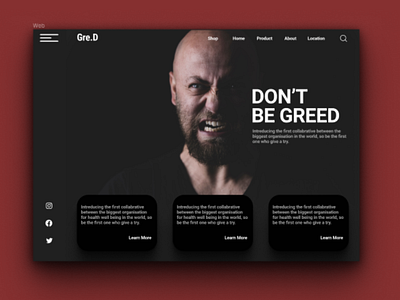 Greed Website dark ui design hero image minimal typography ui ux user interface ux uxpin website