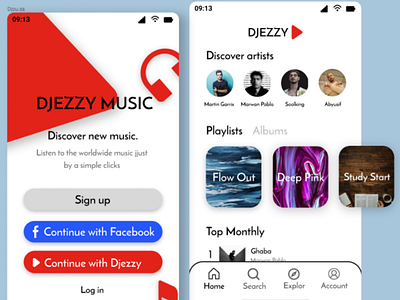 Djezzy Music App algeria branding dark ui design djezzy dz egypt figma minimal music spotify ui ui ux user interface ux website