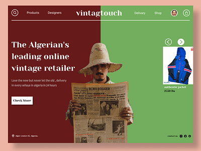 vintagtouch shop business buy ecommerce hero image jacket minimal shop shopify shopping tshirt ui ux user interface website