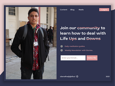 Obenelhadjdjelloul Newsletter brading community minimal newsletter newsletter design newsletter template self devepment subscribe form ui ux user interface website