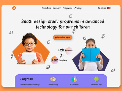 Technology school for kids algeria branding dark ui design dz kids learning minimal school typography ui ux user interface website