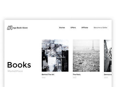 Book Store amazon books branding dark ui design ecommerce minimal shop store ui ux user interface website white and black ui