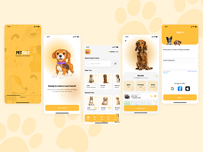 Pet Adoption Mobile App - Light Version 3d adopt app app design application cat design dog graphics design illustration minimal pet pet adopt pet shop pet store simple store ui ux