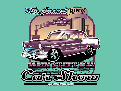 Ripon Main Street Day Car Show Illustration