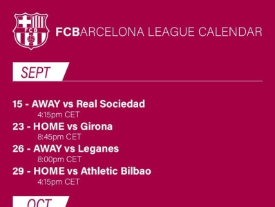 Graphical Schedule of Events - FC Barcelona barcelona schedule