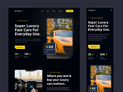 Responsive Car Landing Page animation car website landing page css html javascript landing page ui web development website website design