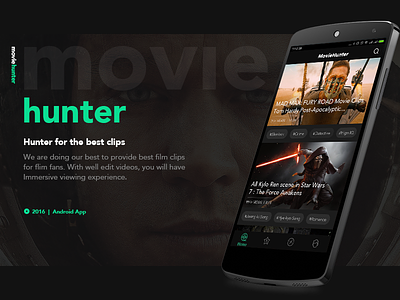 MovieHunter - feed android app clips film moviehunter