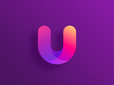 a logo for U gradient logo purple shadow u