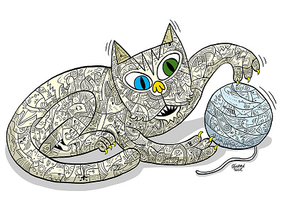 Little Cute Cat abstract cartoon cat cute doodle freelance illustrator play toynak weird
