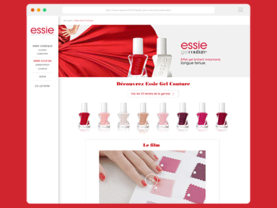 Essie Gel Couture design essie graphic design marina ek mock up mockup navigation ui web webdesign website