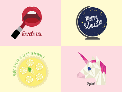 Illustrations design graphic design illustration lemon lipstick marina ek pastry unicorn world
