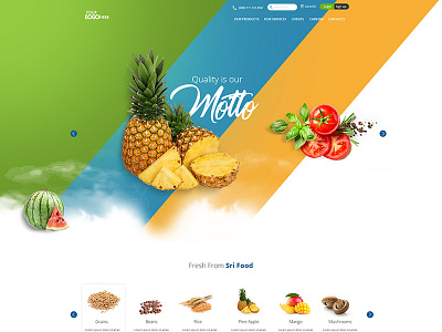 home design flat food fruit graphic menu site typography ui ux web