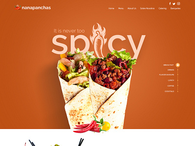 Mexican Spicy Restaurant branding design flat food and beverage illustration typography uiux ux website